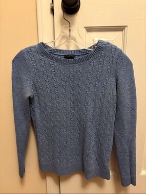 Talbots Blue Cable-Knit Crewneck Sweater, size Petite P